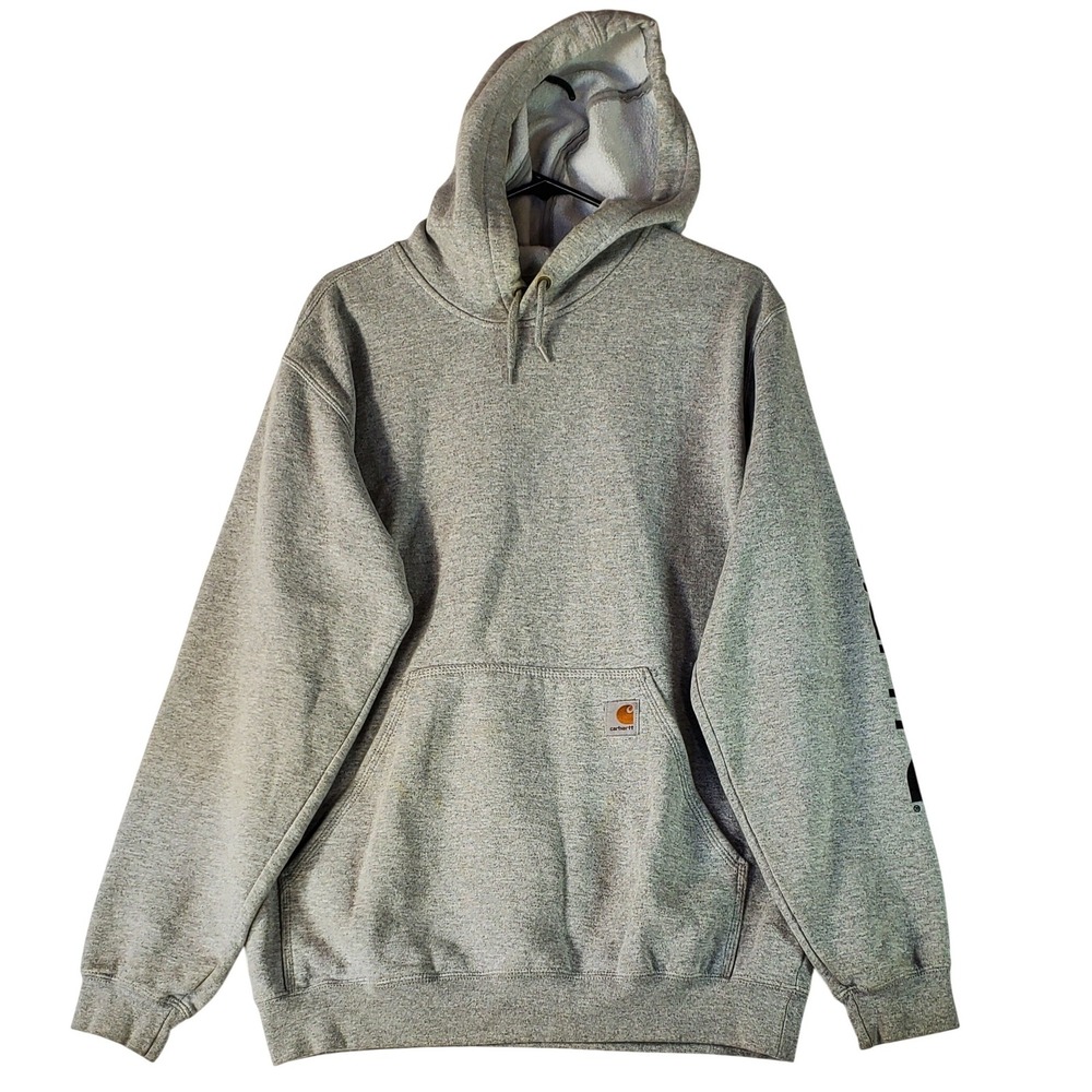 Carhartt Mens Loose Fit Sleeve Logo‎ Hoodie Gray K288 E20 Medium Sweatshirt